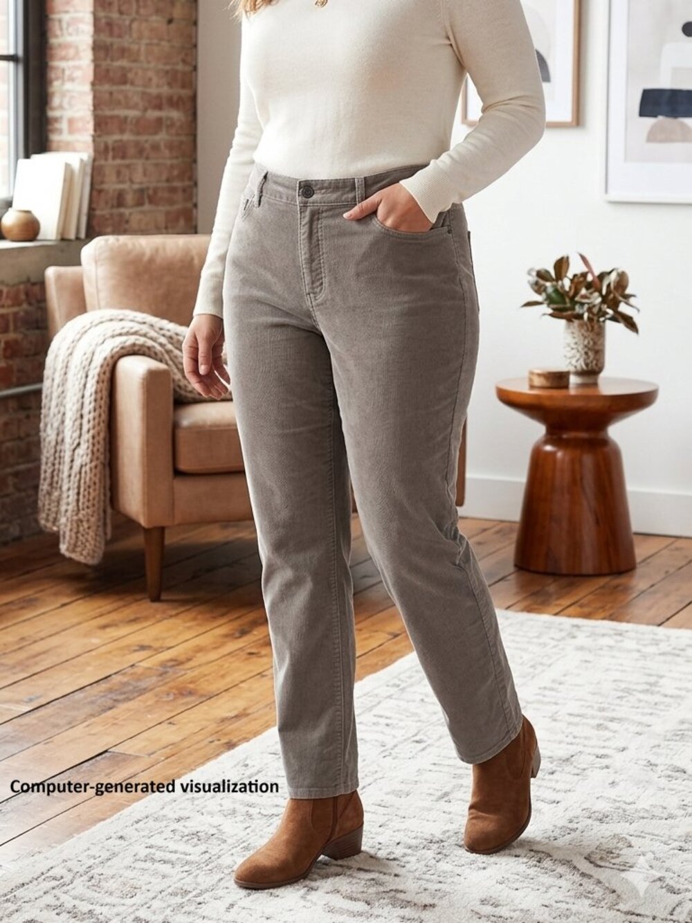 Land’s End Straight Leg Corduroy Pants | Gray | Size 16
